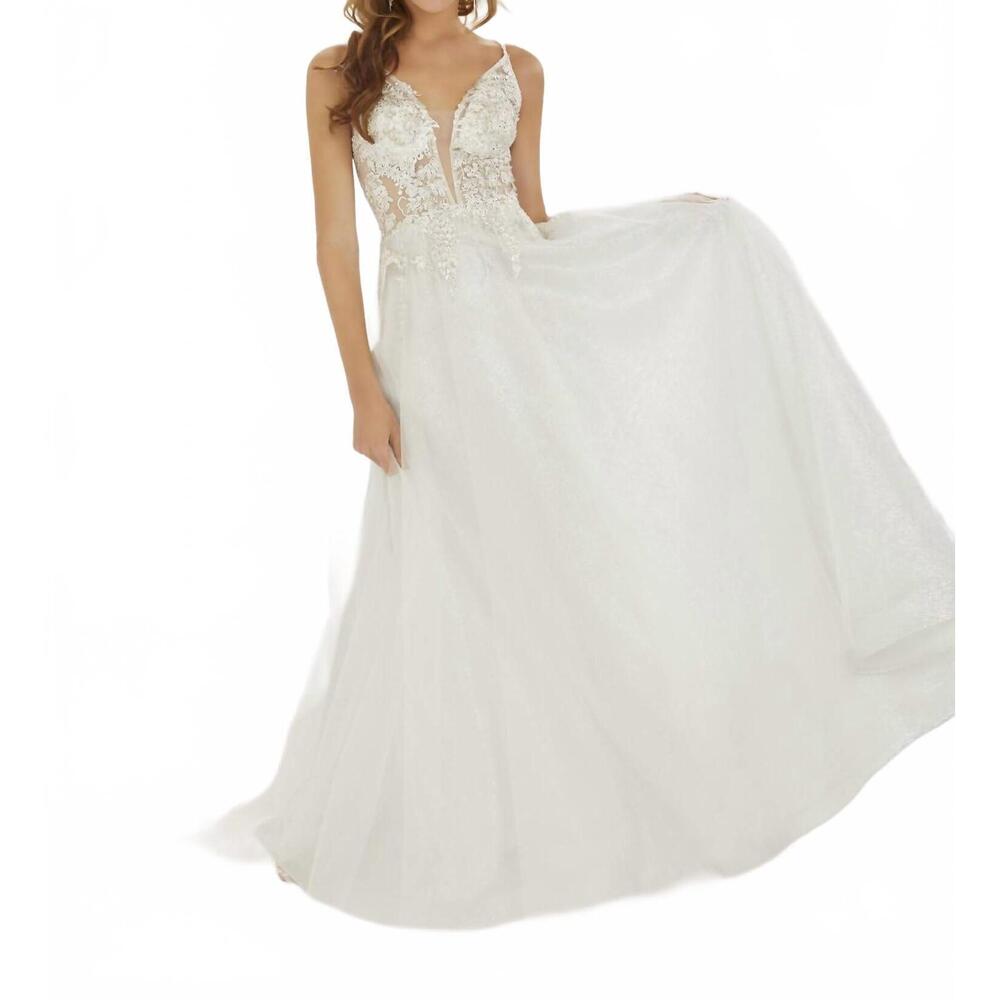 NEW TIFFANY DESIGNS women's sleeveless tulle gown in ivory